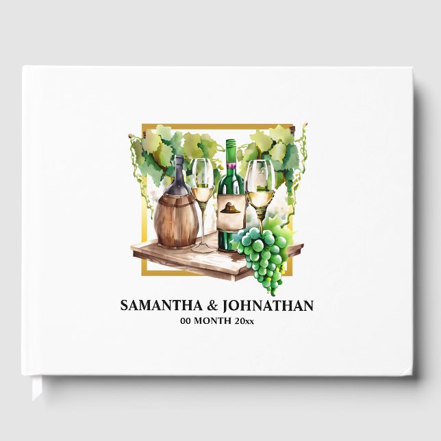 Vingvinodlingen vin flaskor grönt guld gästböcker (Framsida)