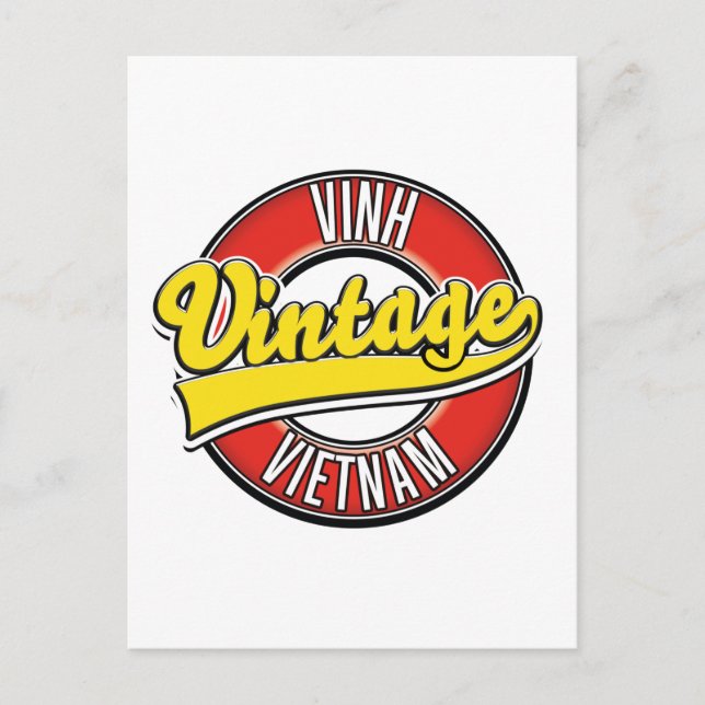 Vinh vietnam retro-logotyp inbjudan vykort (Framsida)