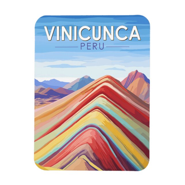 Vinicunca Peru Travel Art Vintage Magnet (Vertikal)