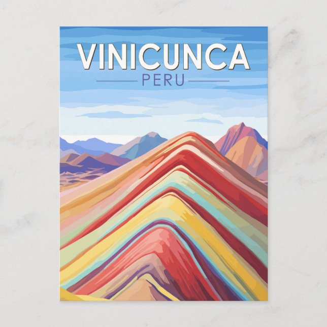 Vinicunca Peru Travel Art Vintage Vykort (Framsida)