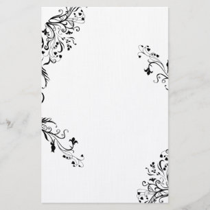 Vining Black Blommigt Stationery Brevpapper