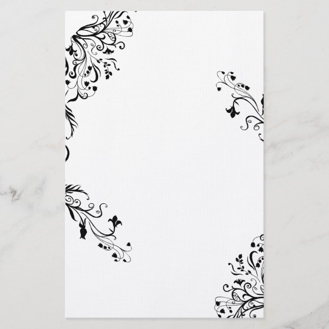 Vining Black Blommigt Stationery Brevpapper (Framsida)