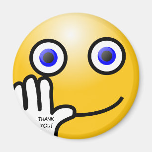 Vinka emoticonen tacka dig! magnet