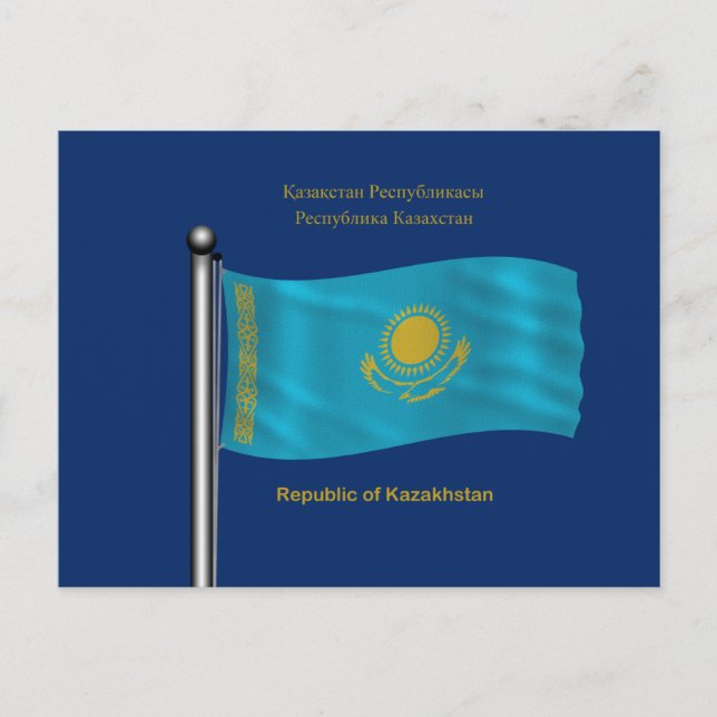 Vinka flagga av Kasakhstan Vykort (Framsida)