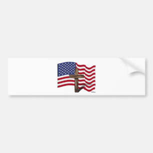 Vinka för amerikanska flaggan och kraftfullkor bildekal