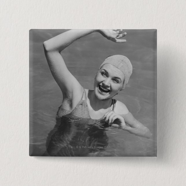 Vinka för kvinna knapp (Framsida)