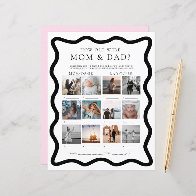 Vinka Hur gamla var mamma och pappa Foto spel (Fram/Back In Situ)