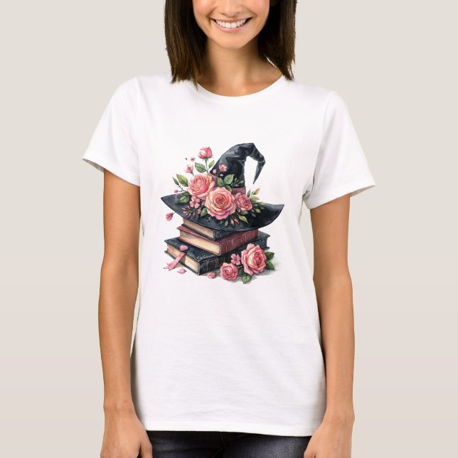 Vinka med Rosa ros bokstack T Shirt (Framsida)