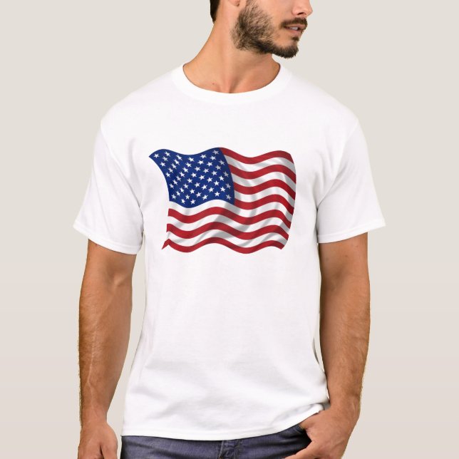 vinka US-amerikanska flaggan T-shirt (Framsida)