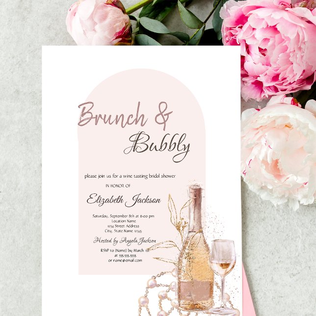 Vinkalas Boho blommor Pärlor Brunch & Bubbly Inbjudningar (Skapare uppladdad)
