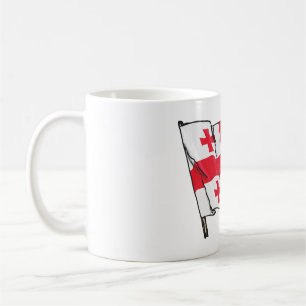 Vinkande georgisk flagga röd och vit fem kors kaffemugg