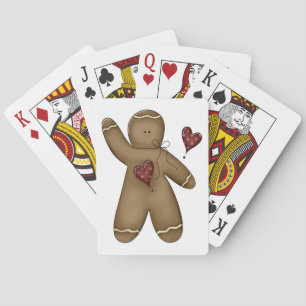 Vinkande pepparkaksgubbe med prickiga hjärtan casinokort