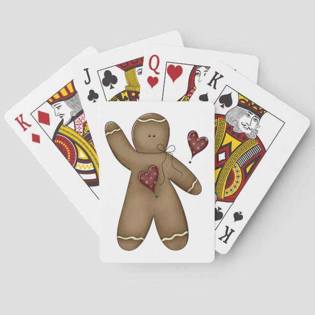 Vinkande pepparkaksgubbe med prickiga hjärtan casinokort (Baksidan)