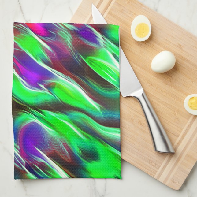 Vinkar färgad i grönt, rött, lila och lera kökshandduk (Vikt i Fjärdedel)