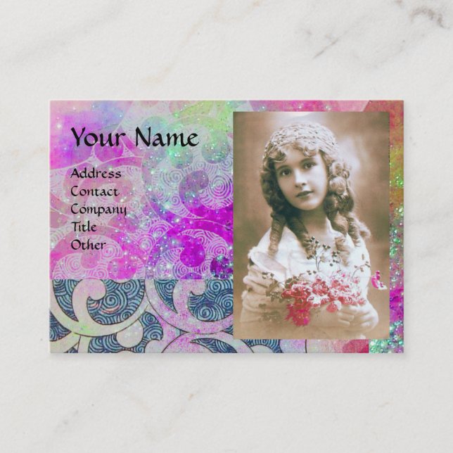 VINKAR FOTOMMALL,levande violett lila (blå) Visitkort (Framsida)