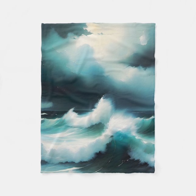 Vinkar målning av vackert blått hav fleecefilt (Framsidan)