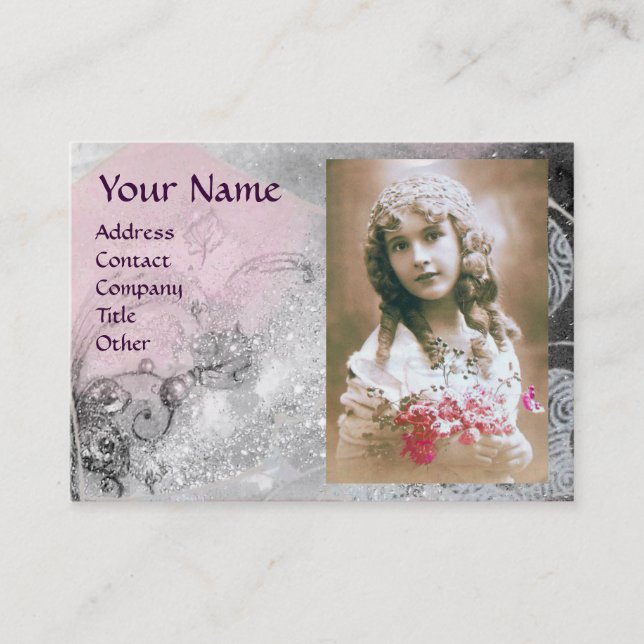 VINKAR MONOGRAM FOTOMMALL rosa svart vitt Visitkort (Framsida)