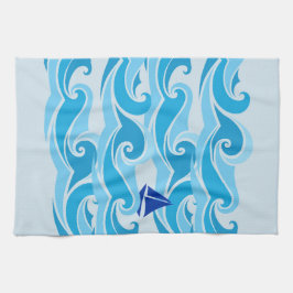 Vinkar och segelbåten i hav kökshandduk