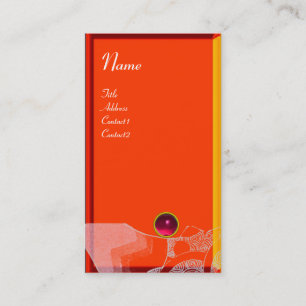VINKAR RUBY MONOGRAM,rosa röd gult orange vit Visitkort