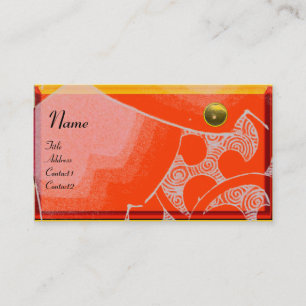 VINKAR TOPAZ MONOGRAM,vit gult orange Visitkort