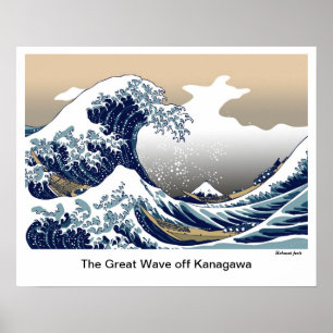 "Vinkar underbaren av Kanagawa" vid Hokusai Poster