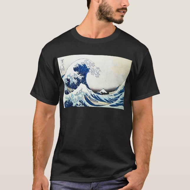 "Vinkar underbaren" japansk målning vid Hokusai T-shirt (Framsida)