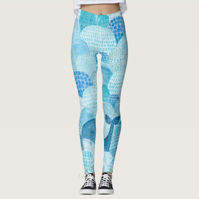 Vinkar, val, barnblått struktur leggings (Framsida)