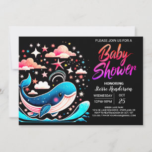 Vinkar Whale Rosa Girl Baby Shower Inbjudningar