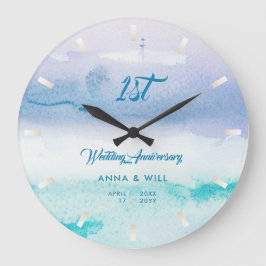 Vinkara Bröllop-årsdagen för havets vattenfärg Stor Klocka