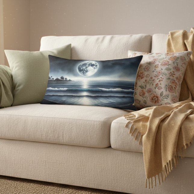 Vinkara  Celestial Night Himmel Lumbarkudde (Moonlit Ocean Waves Lumbar Pillow)
