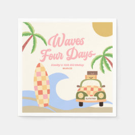 Vinkara fyra dagar Surfa Rosa 4e födelsedagen Part Pappersservett