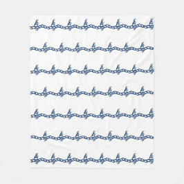 Vinkara havets sjöblå vita mönster fleecefilt