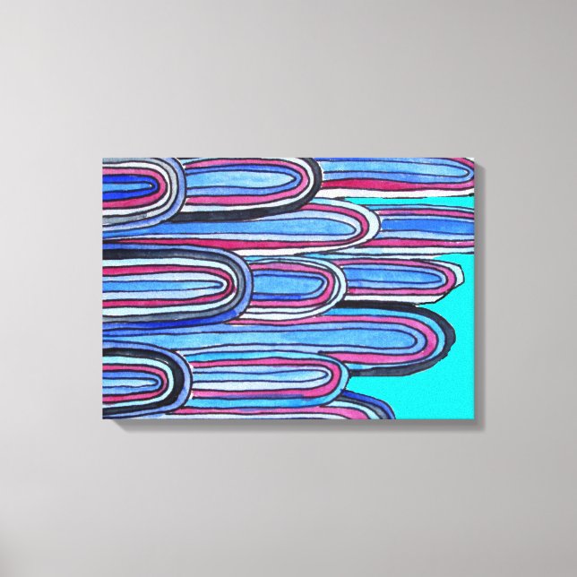 Vinkara havsblåa mönster art canvastryck (Framsida)