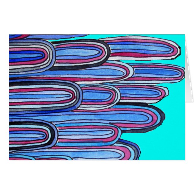 Vinkara havsblåa mönster hälsningskort (Framsidan Horizontal)