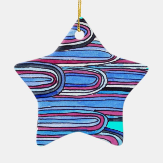 Vinkara havsblåa mönster julgransprydnad keramik (Framsidan)