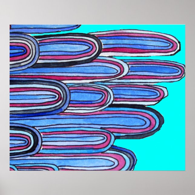 Vinkara havsblåa mönster poster (Framsidan)