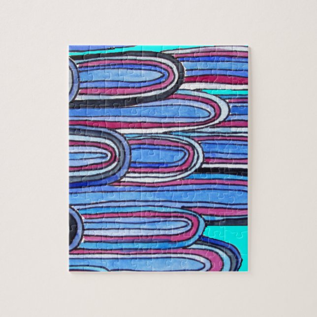 Vinkara havsblåa mönster pussel (Vertikal)