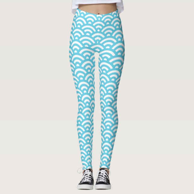 Vinkara havsblått Struktur Leggings (Framsida)