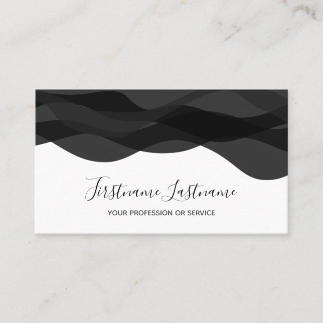 Vinkara kalligrafibussar av svart och vit abstrakt visitkort (Framsida)