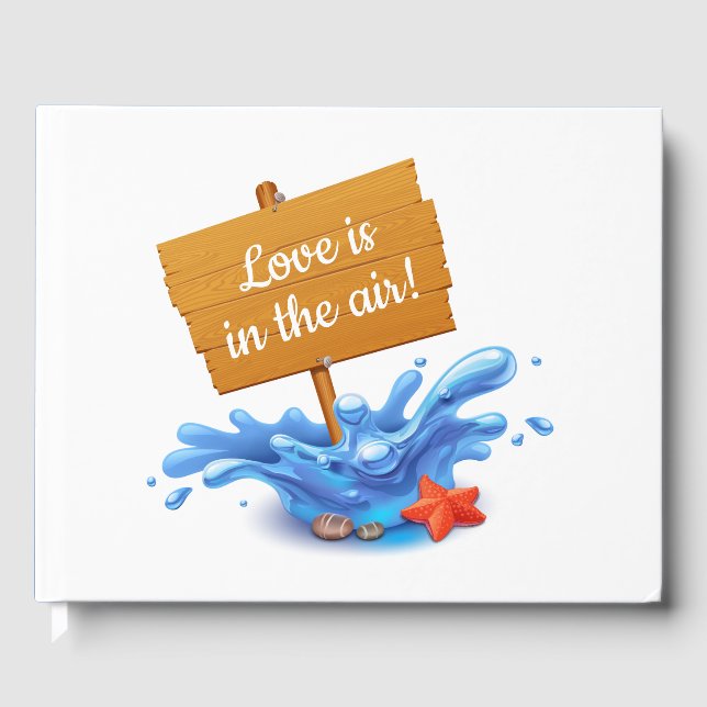 Vinkara marinblått Bröllop i Nautiska havsbottnen Gästböcker (Framsida)