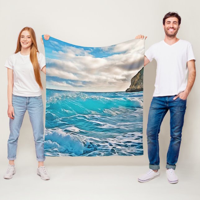 Vinkara oceanen: blå Horisont Fleecefilt (På plats)
