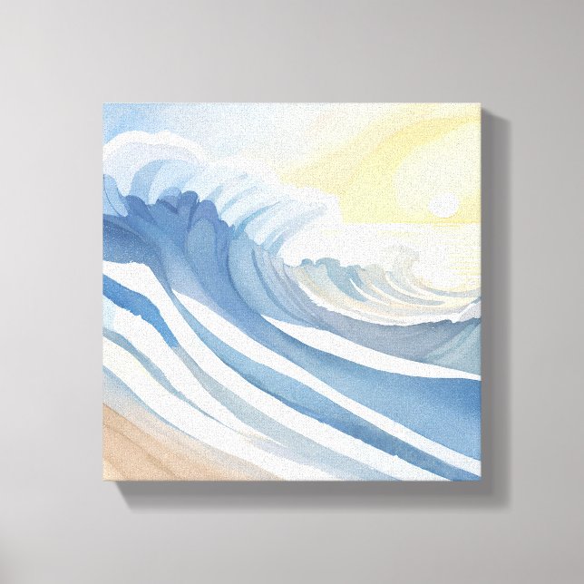 Vinkara oceanen | Blå vattenfärg Canvastryck (Framsida)