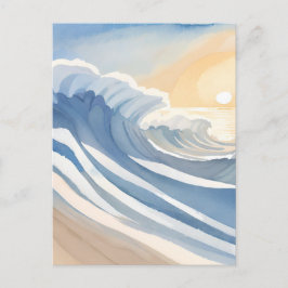 Vinkara oceanen | Blå vattenfärg Vykort