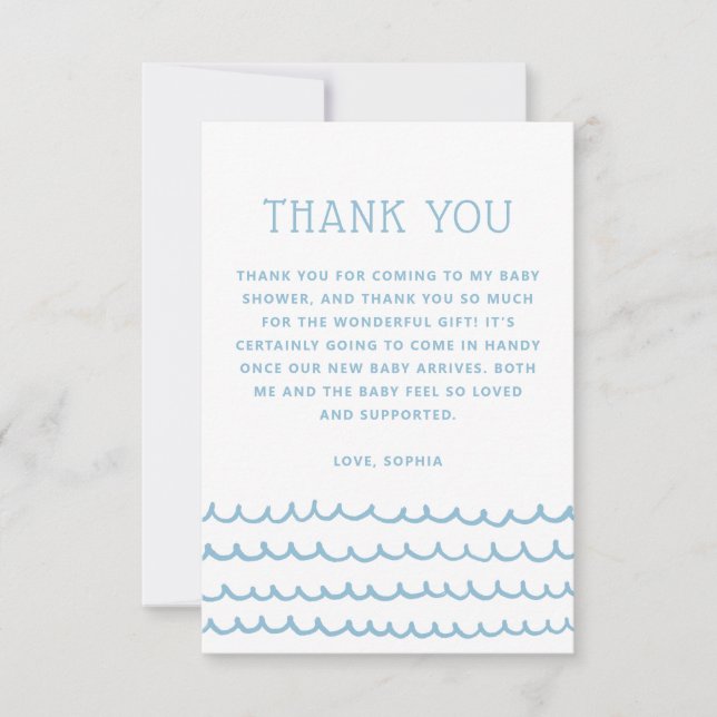 Vinkara oceanen | Blue Nautical Beach Baby Shower Tack Kort (Framsida)
