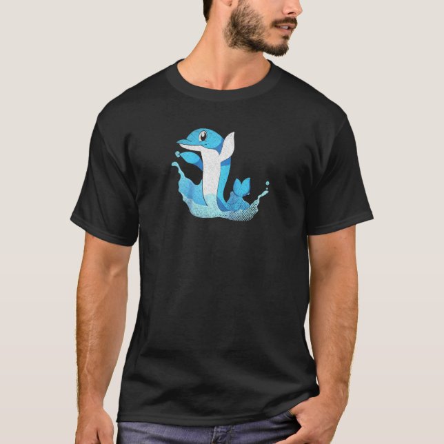 Vinkara Oceanen: Dolphin Raglan Baseball Te T Shirt (Framsida)