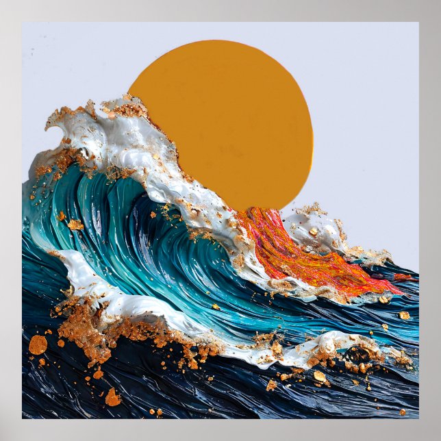 Vinkara oceanen med vibrerande nyanser poster (Framsidan)