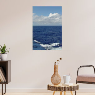 Vinkara och vita fluffy-moln poster