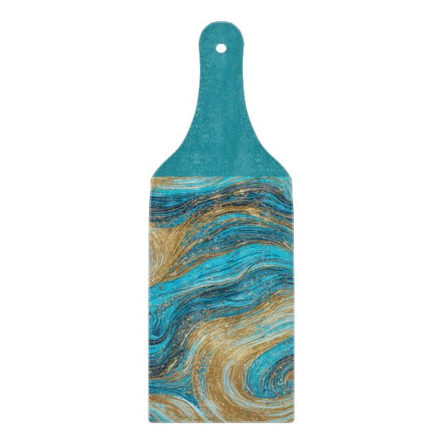 Vinkara trålbord för Aqua & Guld Swirls (Framsidan)