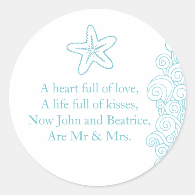 vinkarare akvariedekaler i bröllop runt klistermärke (Framsida)