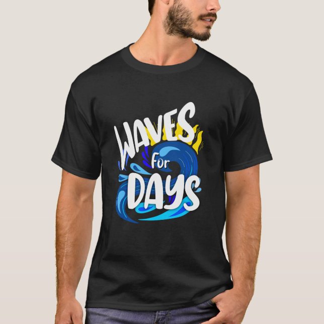 Vinkarare för dagar, levande strand, havsvatten t shirt (Framsida)